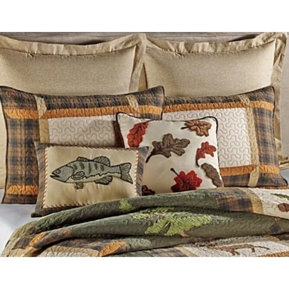 New Hidden Retreat Euro Shams Set Of 2 Forest cabin fish cottage lodge Nature